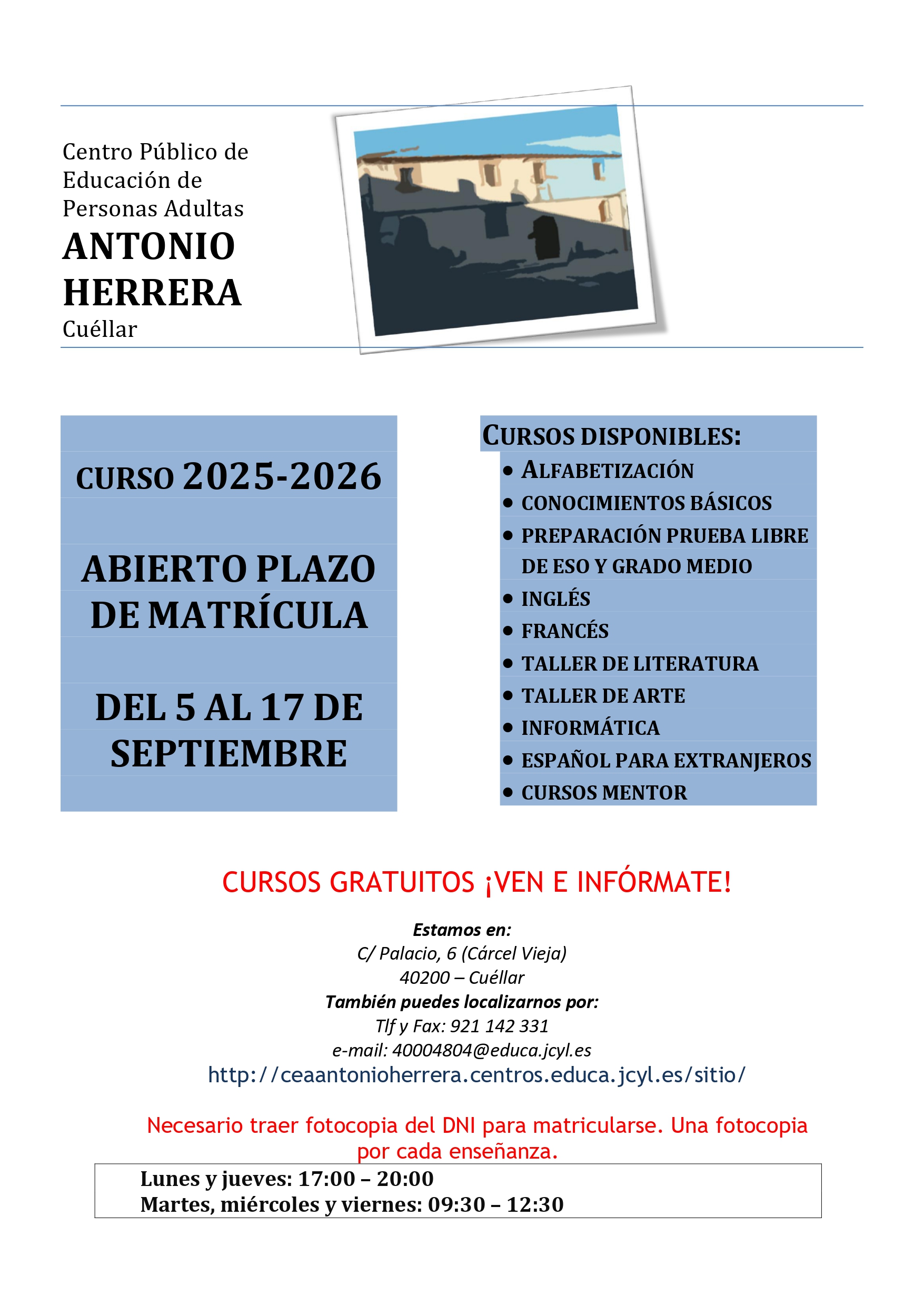 Cartel matrícula 25-26